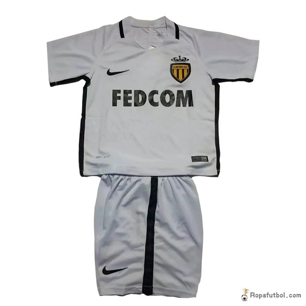 Camiseta AS Monaco Replica Segunda Ropa Niños 2016/17 Blanco